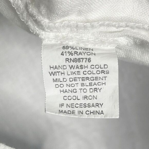 209 WST 38 New York Linen White Blouse Top Lagenlook Size Large Asymmetrical‎ - Picture 5 of 6